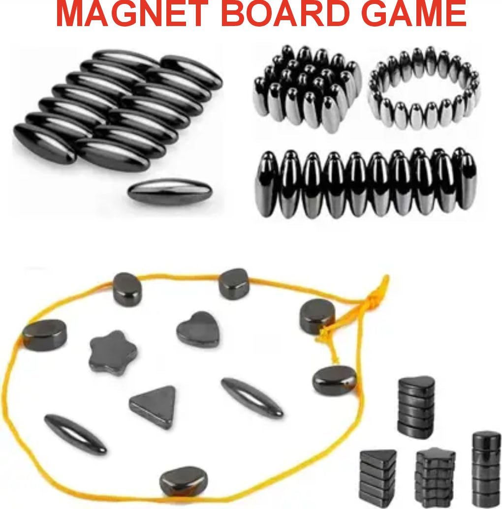 Magnetic Strategy Board Game (24 Pcs) for Kids (6+) & Adults | Fun Family Game with Magnets & Lanyard Rope | Brain Boosting Logic & Reflex Challenge | Travel & Party Game for All Ages