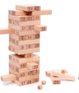 Wooden Tower Stacking Game – 54 PCS Classic Balance Block Game for Kids & Family | Wooden Building Blocks