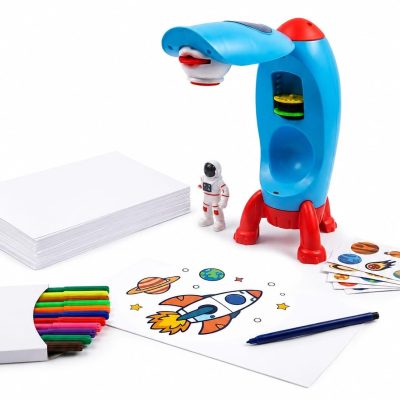 TOYOOS Space Fire Arrow Projection Drawing Table for Kids | Educational Tracing & Drawing Projector Toy with 3 Image Slides, 12 Color Pens, Drawing Sheets & Astronaut Figure | STEM Learning Toy for Boys & Girls 4+ Years
