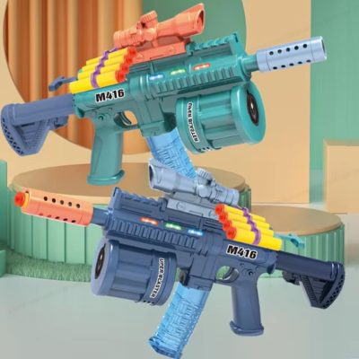 Toyoos 3-in-1 Bubble Blaster Toy Gun with Soft Foam Darts, LED Lights & Sound | Bubble Machine Gun with Target Board & Bubble Solution | Battery Operated Outdoor Toy for Kids Age 3+
