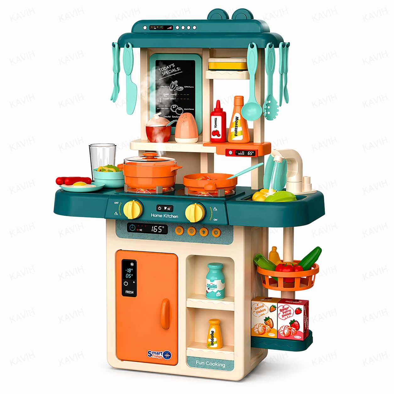 TOYOOS Kids Kitchen Play Set 42 PCS | Pretend Cooking Toy with Light & Sound