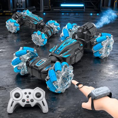 Toyoos Gesture Sensing RC Stunt Car with Remote Controller, LED Mecanum Wheels, 360° Rotating Drift, Twisting Body, Mist Spray & Double-Sided Off-Road Vehicle for Kids
