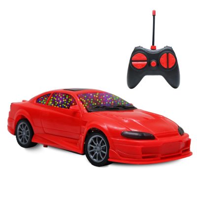 Toyoos Rechargeable Remote Control Sports Car for Kids with 3D LED Lights | RC Racing Car with USB Charging, High-Speed Performance & Rubber Tyres | Red