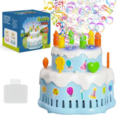 Toyoos Automatic Bubble Cake Machine Toy with Music, LED Lights & Happy Birthday Song | Bubble Blower Birthday Cake for Kids Indoor & Outdoor Party Play