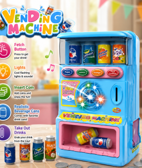 Toyoos Kids Toy Vending Machine with Lights & Sound | Coin Operated Drink Dispenser Toy