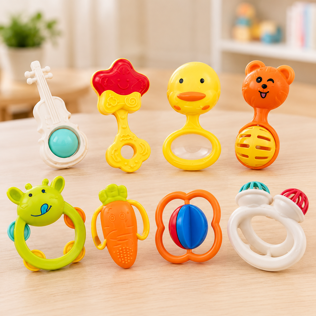 Toyoos Baby Rattle Toy Set 8 Pieces | Safe & Colorful Rattles for Infants 6M+