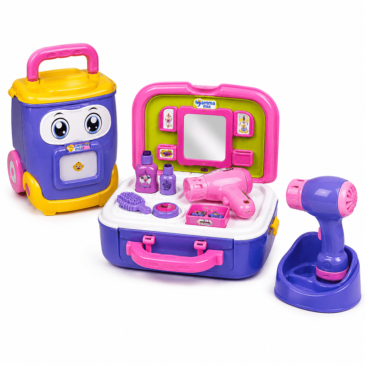 Kids Fashion Vanity Set 2-in-1 Makeup Play Kit with Trolley & Accessories (Yamma Mia)