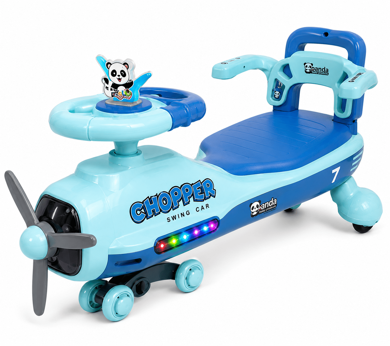 Kids Swing Car Chopper Ride On with LED Lights | No Battery Ride Toy