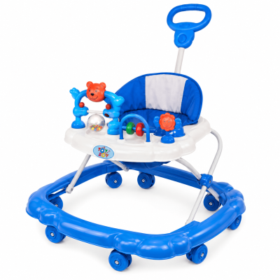 Toyoos Baby Walker with Push Handle & Musical Toy Tray | Adjustable Height Walker for Babies (6+ Months)