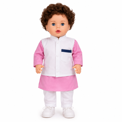 Toyoos Cute Baby Doll for Kids | 31 cm Soft Body Doll with Curly Hair & Dress | Pretend Play Toy for Girls (18+ Months)