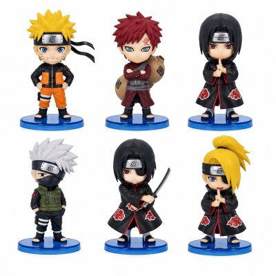 Toyoos Naruto Shippuden Mini Action Figures Set of 6 | Anime Character Toys with Display Base for Kids