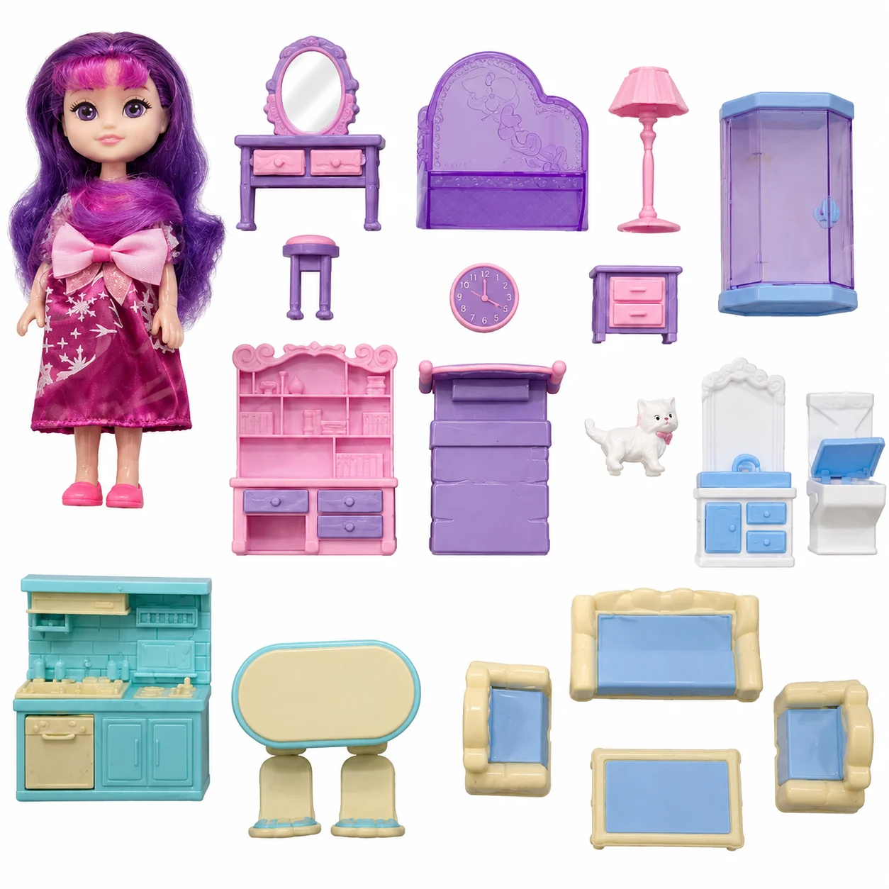 Toyoos Nara Sweet Home Doll Set – Mini Dollhouse Furniture Playset, 3+