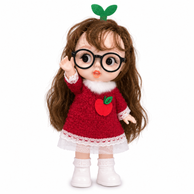 Toyoos Cute Baby Doll with Glasses for Girls | Soft Hair Fashion Doll Toy | Lovely Dress Doll for Kids 3+ Years