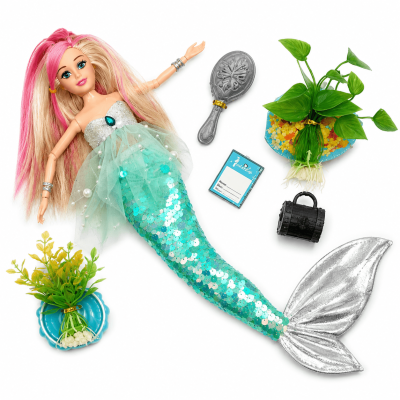Toyoos Mermaid Princess Doll Set for Girls | Long Hair Fashion Doll with Accessories | Sea Theme Doll Toy for Kids 3+ Years