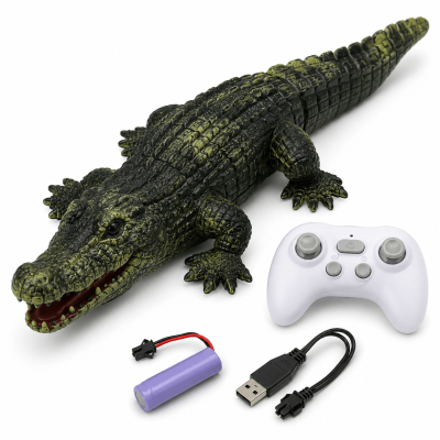 TOYOOS Remote Control Crocodile Toy with 2.4GHz Controller | Waterproof Swimming RC Animal Toy with LED Lights & Rechargeable Battery for Kids