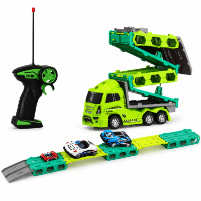 Toyoos RC Car Transport Truck Toy with Track & Mini Cars | Remote Control Vehicle Launcher Truck | Car Carrier Toy for Kids Boys 3+