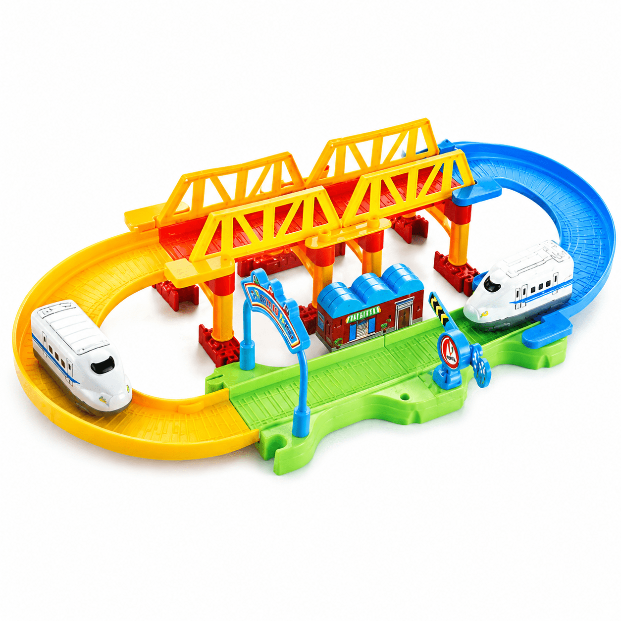 Toyoos High Speed Train Toy Track Set for Kids | 29 PCS Railway Track Play Set with Bridge & Station | Battery Operated Train Toy for Boys & Girls (3+ Years)