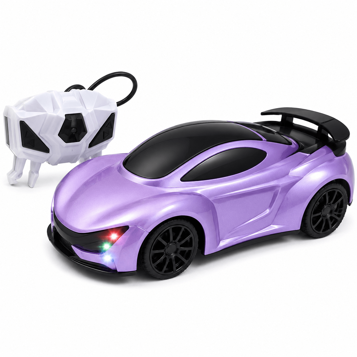 TOYOOS Remote Control Spray Racing Car for Kids with LED Lights, Music, 360° Rotation & Double Spray Mist | Rechargeable RC Stunt Car Toy for Boys & Girls Age 4+ (Purple)