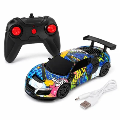 Toyoos 2.4GHz Rechargeable Remote Control Racing Car for Kids | High Speed RC Sports Car with USB Charging, LED Lights & Easy Steering | RC Toy Car for Boys & Girls