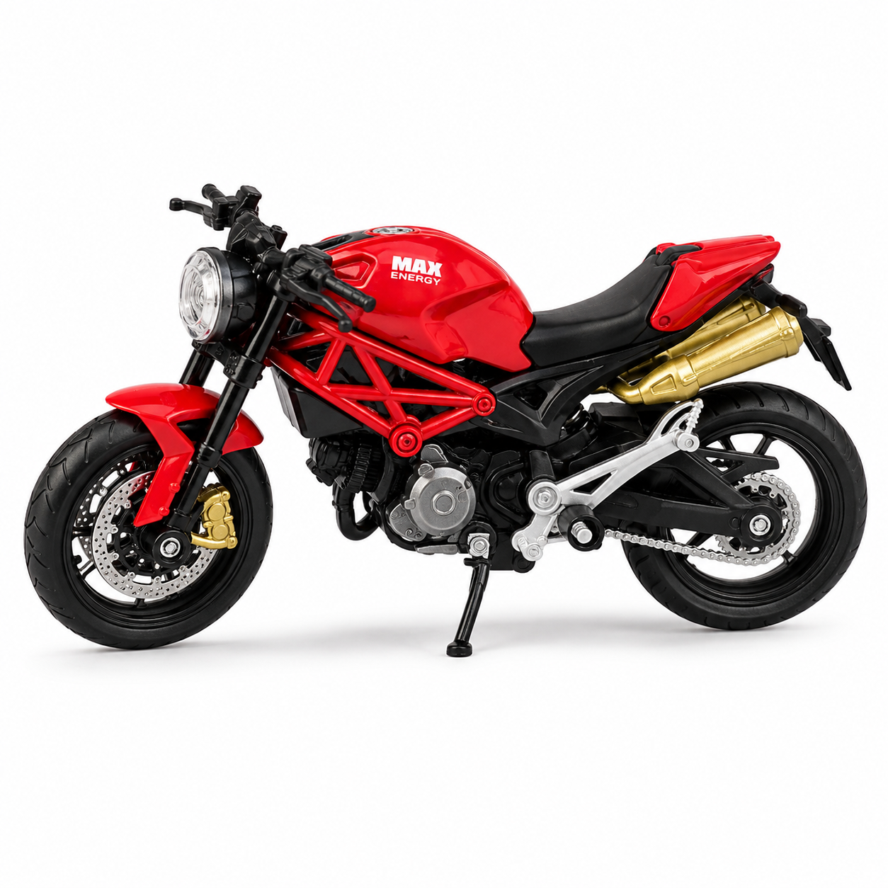 Toyoos 1:18 Diecast Alloy Motorcycle Toy Bike with Pull Back Action | Realistic Sports Bike Model with Rubber Tyres | Collectible Toy for Kids (Red)