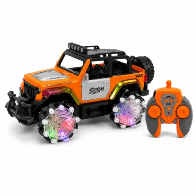 Toyoos 2.4GHz Remote Control Spray Stunt Car with LED Lights | 360° Rotating RC Off-Road Jeep, Multicolor Light-Up Wheels & Mist Spray Toy for Kids