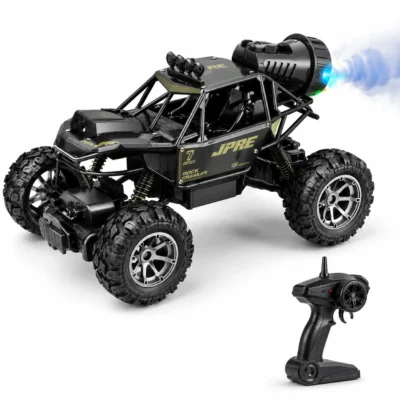 Toyoos 1:16 Metal Rock Crawler RC Car with Spray Mist | 2.4GHz Rechargeable Remote Control Off-Road Truck, LED Lights, Die-Cast Body, Shock Absorbers & All-Terrain Tires