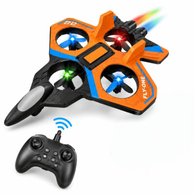 TOYOOS RC Fighter Plane Drone with 2.4GHz Remote Control | 360° Flip, LED Lights & Stable Hover | Rechargeable Flying Toy for Kids