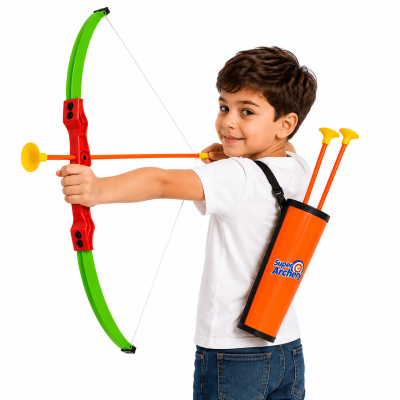 Toyoos Kids Bow and Arrow Toy Set with Suction Arrows and Quiver – Safe Outdoor Archery Toy (5+ Years)
