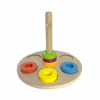 Toyoos Wooden Ring Stacking Toy for Kids | Montessori Educational Learning Toy | Color Sorting & Fine Motor Skills Development | Safe Wooden Stacking Puzzle for Toddlers 1+ Years