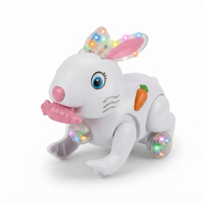 TOYOOS Crawling Rabbit Toy with LED Lights, Music & Automatic Bump and Go | Battery Operated Bunny Toy for Kids Boys & Girls 3+ Years