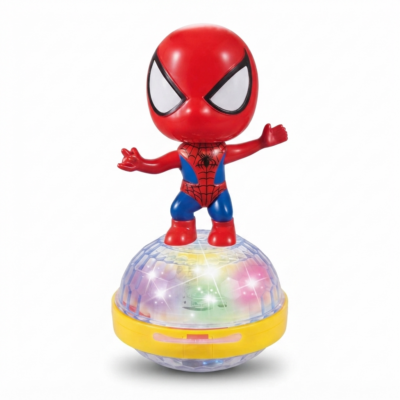 TOYOOS Dancing Superhero Spinning Toy with LED Lights & Music | 360° Rotating Bump & Go Toy for Kids | Flashing Light Musical Toy | Battery Operated Educational Toy for Boys & Girls
