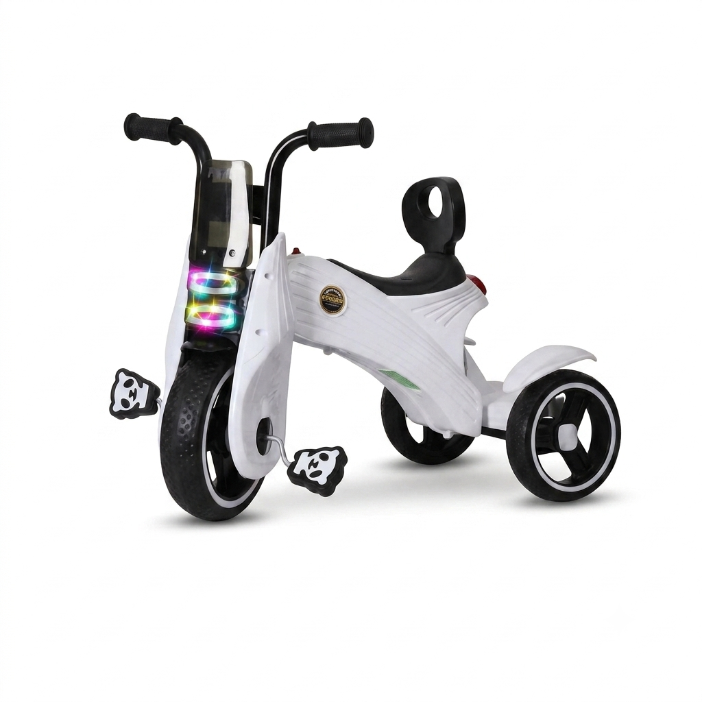 TOYOOS Kids Tricycle with LED Headlight, EVA Wheels & Comfortable Backrest | Pedal Ride-On Trike for Boys & Girls (1–10 Years) | Sturdy Toddler Cycle