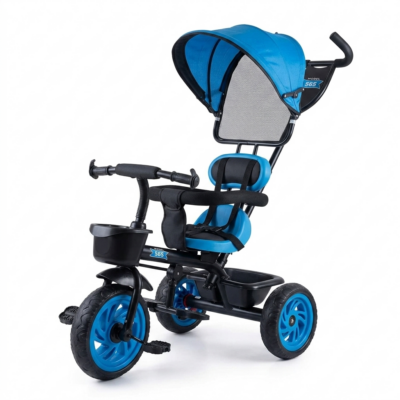 TOYOOS Premium Kids Tricycle with Parent Push Handle, Safety Harness, Foldable Canopy, Front Basket & Rear Storage Tray | Toddler Ride-On Trike for Boys & Girls (1–5 Years)