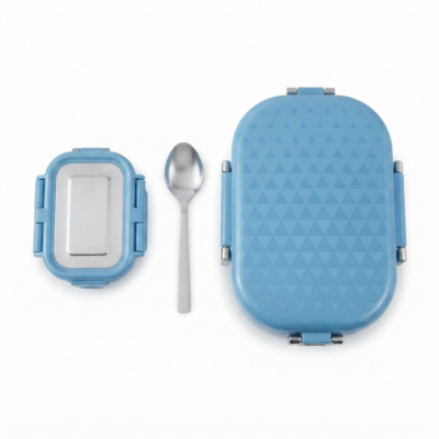 TOYOOS Stainless Steel Lunch Box with Leakproof Container & Spoon, BPA-Free Insulated Tiffin Box for Office, School & Travel – Blue