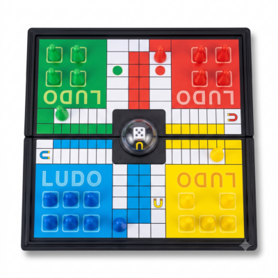 Toyoos Magnetic Ludo Board Game with Pop-Up Dice | Foldable Travel Ludo Game for Kids & Family | No Lost Dice | Indoor Strategy Board Game | Ages 5+