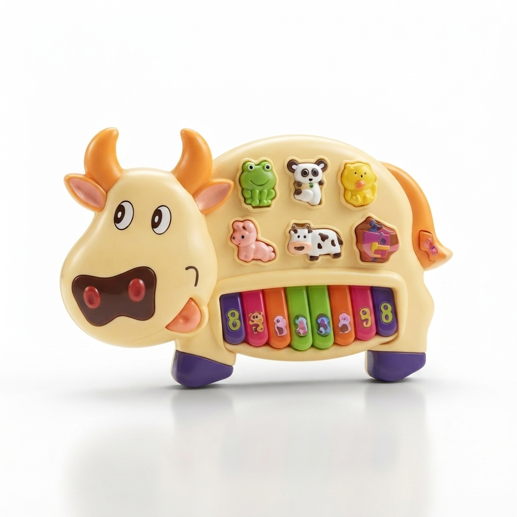 TOYOOS Musical Cow Piano Toy for Kids, Interactive Animal Learning Keyboard with Sounds