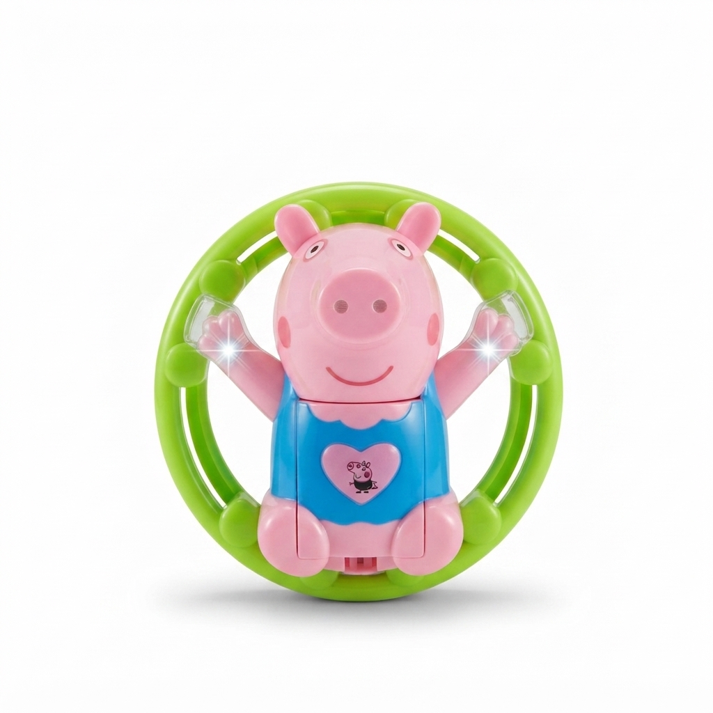 TOYOOS Musical Rolling Pig Toy with LED Lights, 360° Rotating Ring & Dancing Action | Battery Operated Interactive Toddler Toy for Kids Boys & Girls 3+ Years