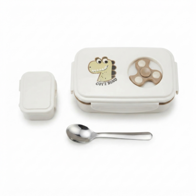 TOYOOS 4-Compartment Stainless Steel Bento Lunch Box with Snack Container & Spoon, Leakproof BPA-Free Tiffin Box for School, Office & Travel