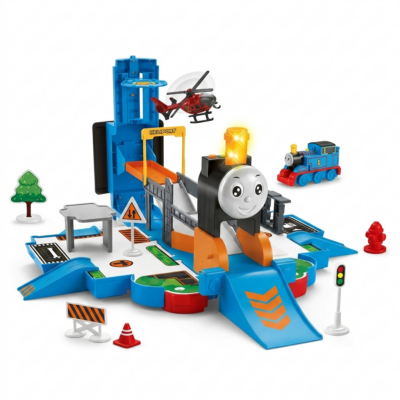 Toyoos Sound & Light Storage Train Playset for Kids with Train Engine, Storage Tower, Accessories & Educational Railway Track Toy for Boys & Girls 3+ Years