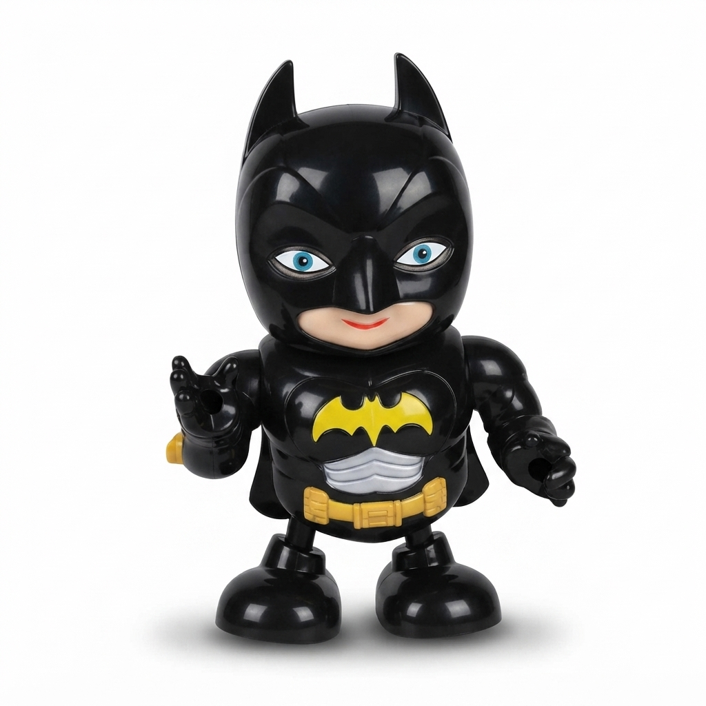 TOYOOS Dancing Superhero Toy with LED Lights, Music & Bump and Go Action | Automatic Walking Musical Toy | Battery Operated Interactive Toy for Kids Boys & Girls 3+ Years (Black)