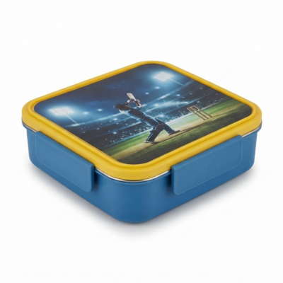 TOYOOS Stainless Steel Cricket Lunch Box for Kids | 4 Compartment Leakproof Bento Tiffin Box with BPA-Free Lid | School Lunch Box for Boys
