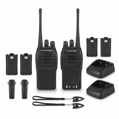 TOYOOS Rechargeable Walkie Talkies for Adults & Kids | Long Range Two-Way Radios with LED Flashlight | Portable Handheld Communication Set for Camping, Hiking, Trekking & Outdoor Adventures (Pack of 2)