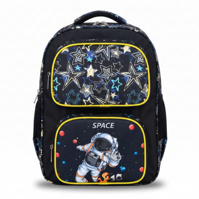 Toyoos Kids School Backpack for Boys | Space Astronaut Printed School Bag | Water-Resistant Lightweight Backpack with Multi Compartments & Bottle Pocket | Ideal for Nursery, Preschool & Primary School