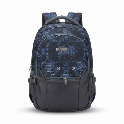 Toyoos School Backpack for Boys & Girls | 30L Water-Resistant Laptop Backpack | Multi-Compartment College & Travel Bag | Lightweight Daypack with Padded Shoulder Straps | Blue Hexagon Print