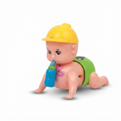 Baby Crawling Doll Toy with Feeding Bottle, Music & Movement for Kids