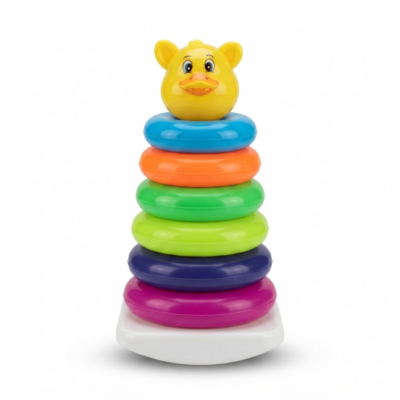 TOYOOS Baby Ring Stacker Toy with Duck Topper | Colorful Stacking Rings for Toddlers | Educational Learning Toy for Fine Motor Skills | Montessori Toy for Boys & Girls 12+ Months