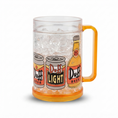 Beer Themed Beer Mug with Freezer Gel Effect & Orange Handle | Chilled Drink Glass for Home & Parties