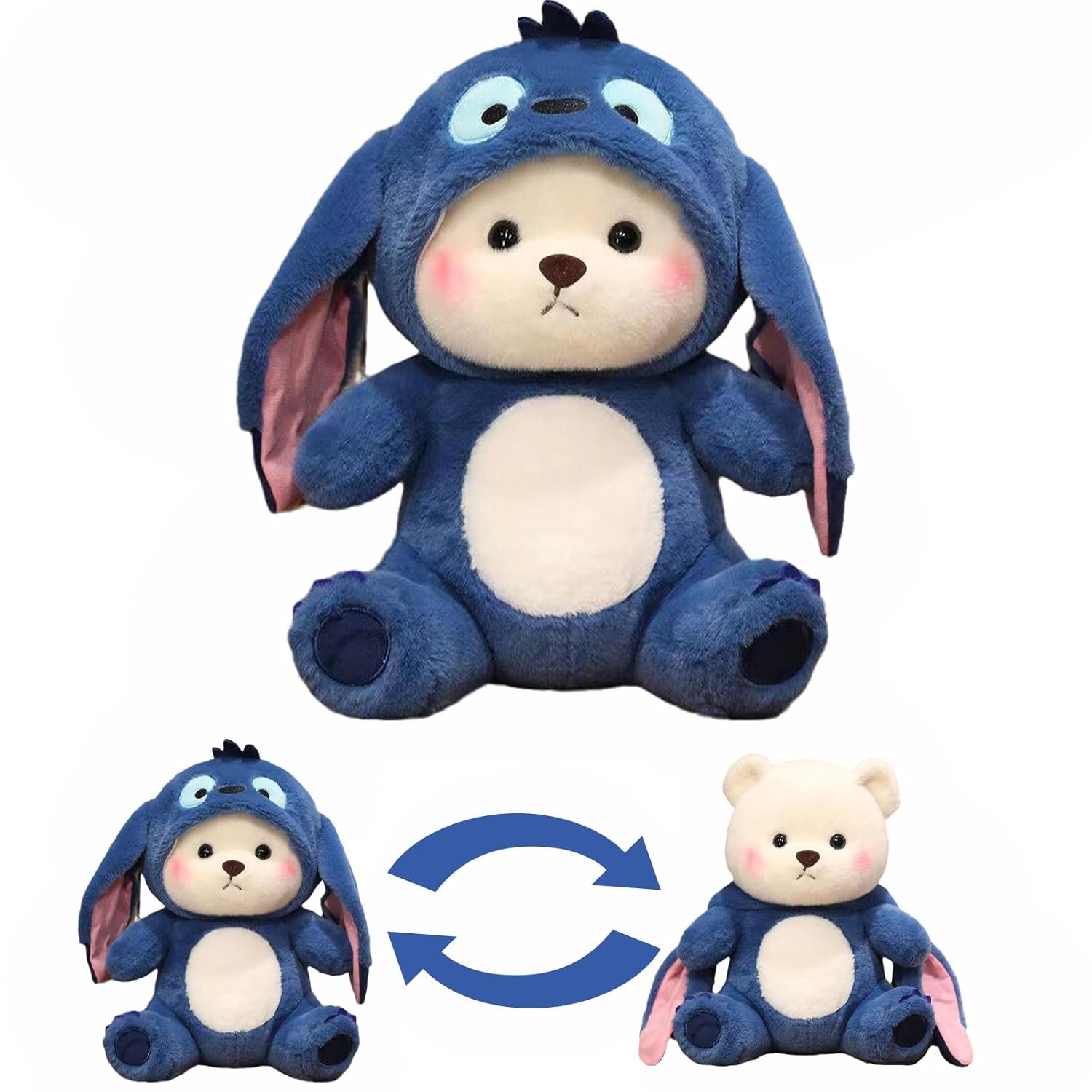 Soft Blue Bunny Plush Toy for Kids with Long Floppy Ears Cuddly