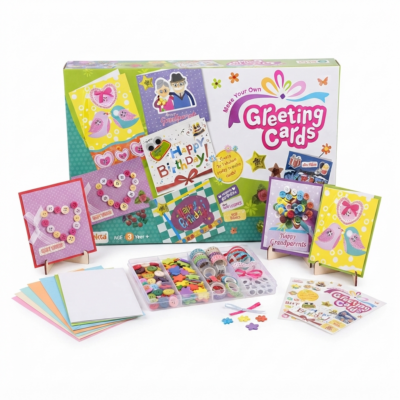 DIY Greeting Cards Craft Kit for Kids | Make Your Own Greeting Cards Art & Craft Set | Creative Card Making Activity Kit with Stickers, Buttons & Decorative Accessories | Age 3+
