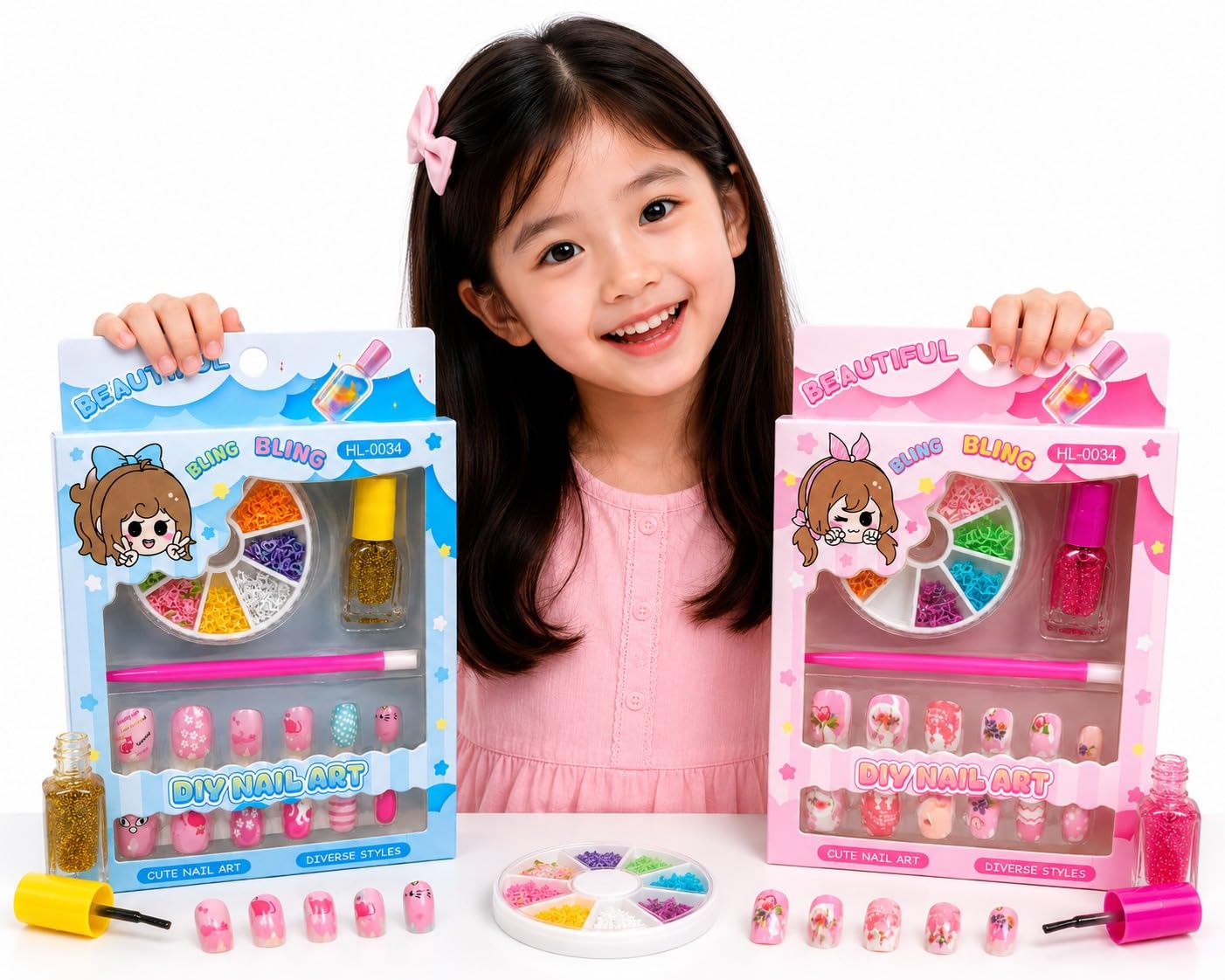 DIY Nail Art Kit for Kids with Press-On Nails & Nail Art Accessories